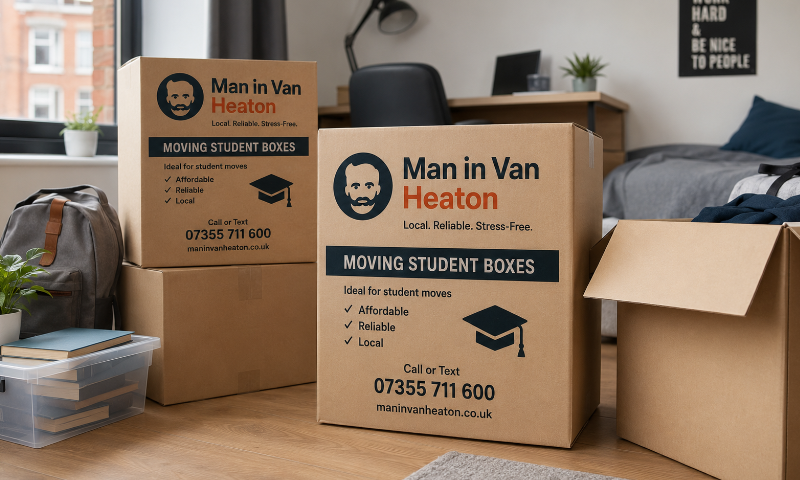 A student house move in Sandyford, Newcastle, with packed boxes ready to go